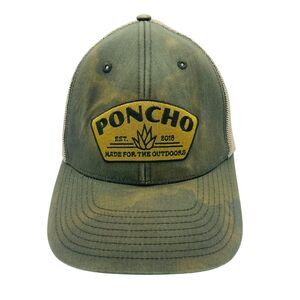Poncho Hat Cap Mens Green Mest Trucker Snap Back Outdoor Hiking Distressed